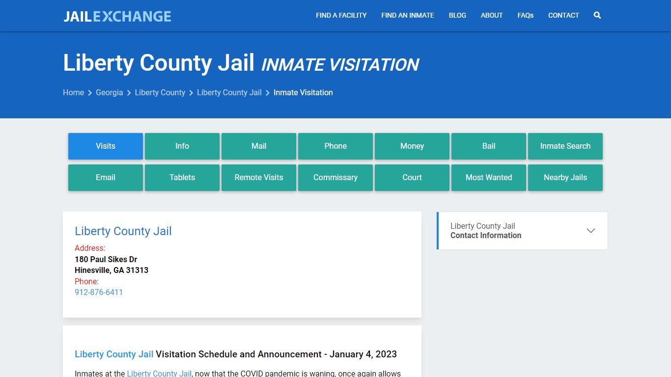 Inmate Visitation - Liberty County Jail, GA - Jail Exchange
